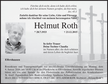 Anzeige von Helmut Roth von MGO