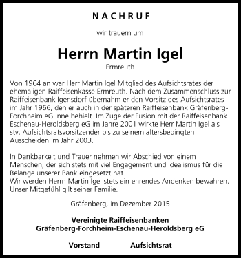 Anzeige von Martin Igel von MGO