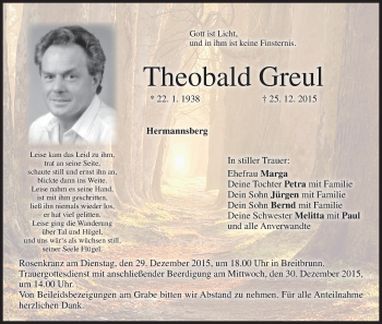 Anzeige von Theobald Greul von MGO