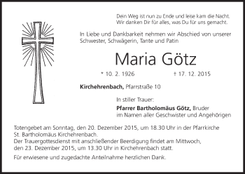 Anzeige von Maria Götz von MGO