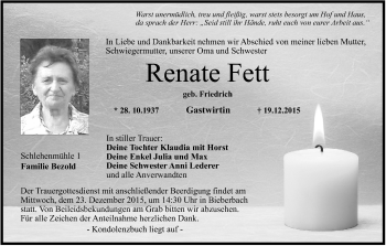 Anzeige von Renate Fett von MGO