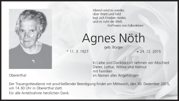 Anzeige von Agnes Nöth von MGO