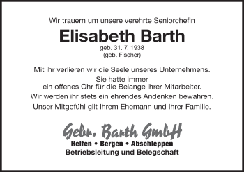 Anzeige von Elisabeth Barth von MGO