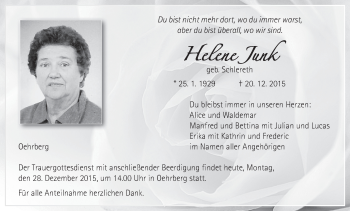 Anzeige von Helene Junk von MGO