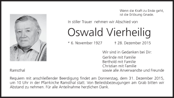 Anzeige von Oswald Vierheilig von MGO