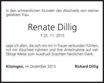 Anzeige von Renate Dillig von MGO
