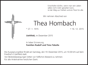 Anzeige von Thea Hornbach von MGO
