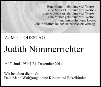 Anzeige von Judith Nimmerrichter von MGO