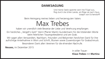 Anzeige von Max  Trebes von MGO