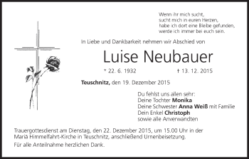 Anzeige von Luise Neubauer von MGO