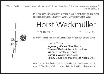 Anzeige von Horst Weckmüller von MGO