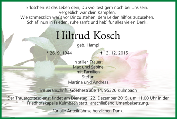 Anzeige von Hiltrud Kosch von MGO