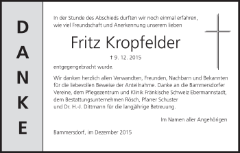 Anzeige von Fritz Kropfelder von MGO