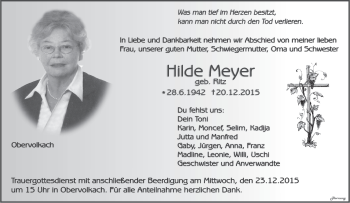 Anzeige von Hilde Meyer von MGO