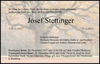 Anzeige von Josef Stettinger von MGO