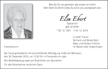 Anzeige von Elsa Ebert von MGO