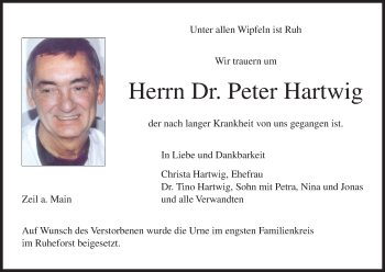 Anzeige von Peter Hartwig von MGO