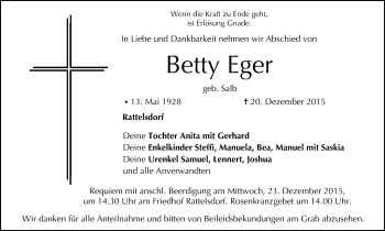 Anzeige von Betty Eger von MGO