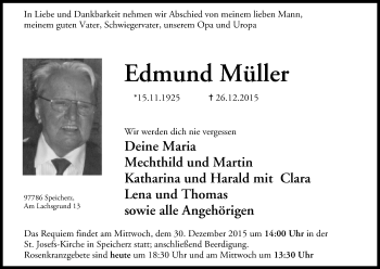 Anzeige von Edmund Müller von MGO