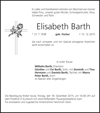 Anzeige von Elisabeth Barth von MGO