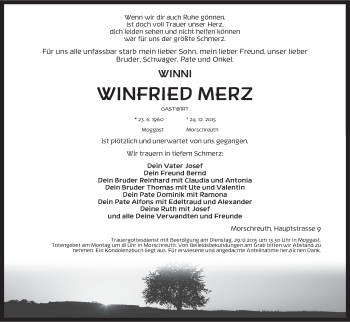 Anzeige von Winfried Merz von MGO