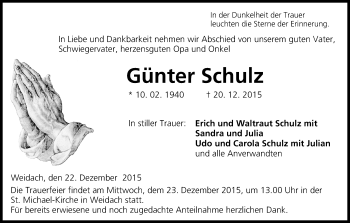 Anzeige von Günter Schulz von MGO