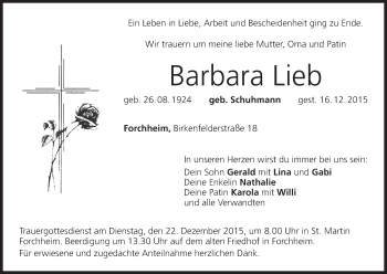 Anzeige von Barbara Lieb von MGO