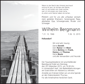 Anzeige von Wilhelm Bergmann von MGO