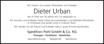 Anzeige von Dieter Urban von MGO