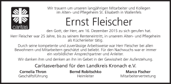Anzeige von Ernst Fleischer von MGO