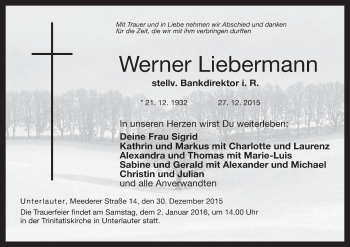 Anzeige von Werner Liebermann von MGO