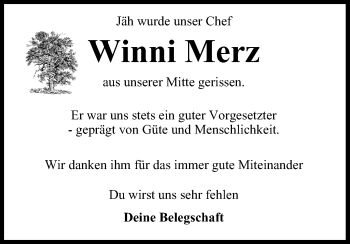 Anzeige von Winni Merz von MGO