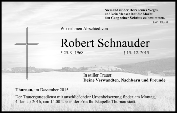 Anzeige von Robert Schnauder von MGO