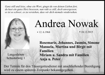 Anzeige von Andrea Nowak von MGO