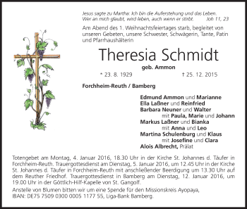 Anzeige von Theresia Schmidt von MGO