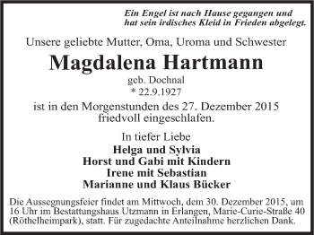 Anzeige von Magdalena Hartmann von MGO