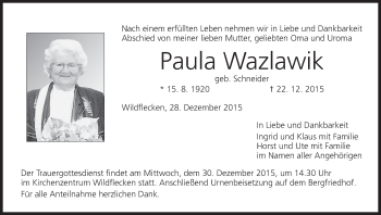 Anzeige von Paula Wazlawik von MGO