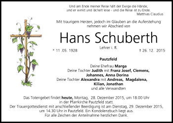 Anzeige von Hans Schuberth von MGO