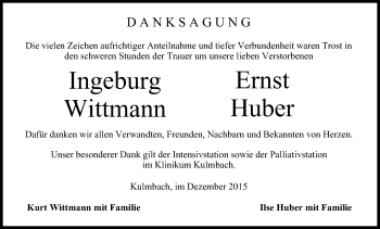 Anzeige von Ingeburg Wittmann von MGO