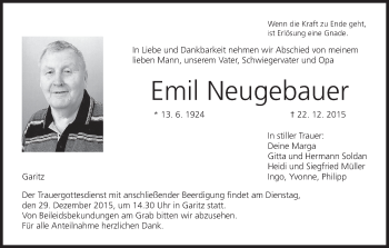Anzeige von Emil Neugebauer von MGO