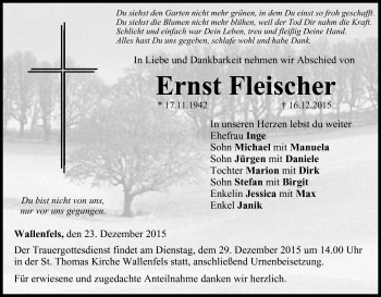 Anzeige von Ernst Fleischer von MGO