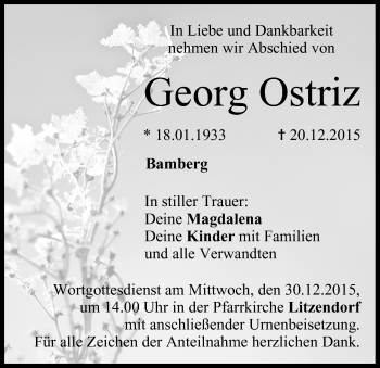 Anzeige von Georg Ostriz von MGO