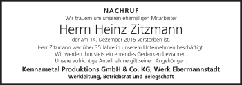 Anzeige von Heinz Zitzmann von MGO
