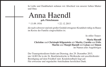 Anzeige von Anna Haendl von MGO