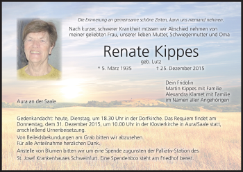 Anzeige von Renate Kippes von MGO