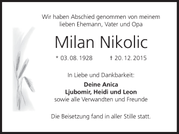 Anzeige von Milan Nikolic von MGO