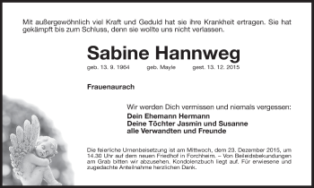 Anzeige von Sabine Hannweg von MGO