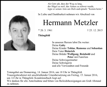 Anzeige von Hermann Metzler von MGO