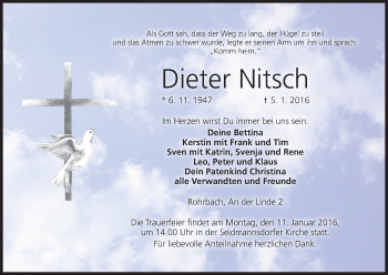 Anzeige von Dieter Nitsch von MGO