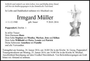 Anzeige von Irmgard Müller von MGO